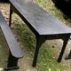 Old painted farmhouse table and 2 shabby chic benches