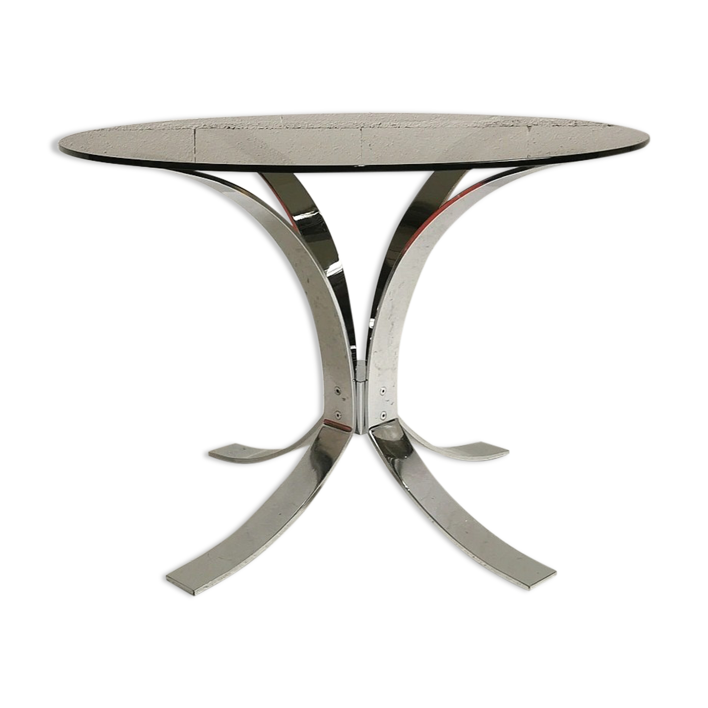 Round table chrome and smoked glass, 1970