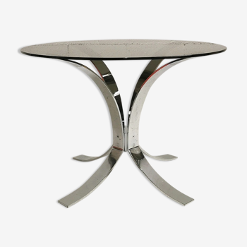 Round table chrome and smoked glass, 1970