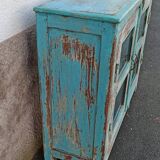 Small blue wooden display case