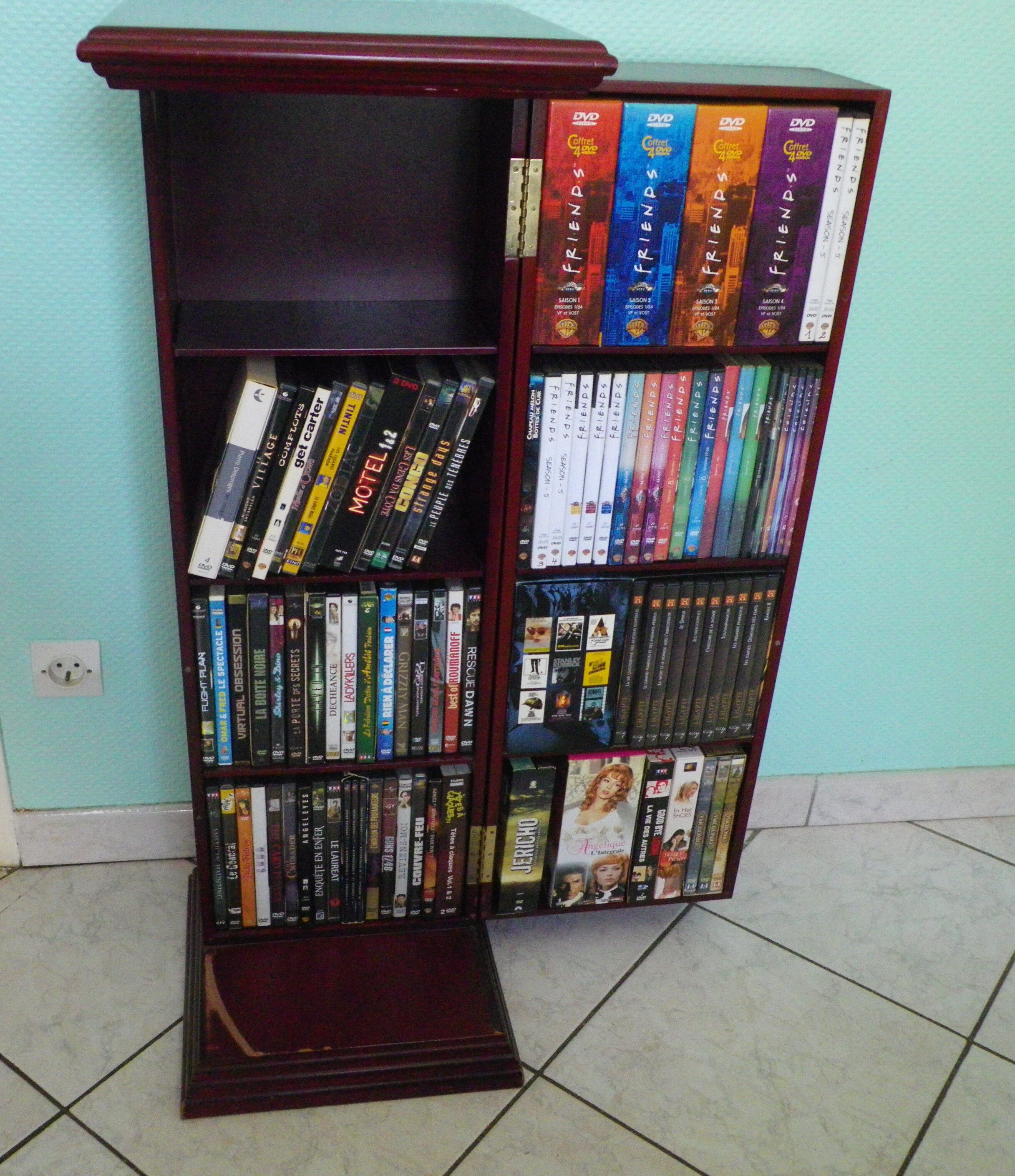 Wooden extra cabinet (selette), 2 interior storage spaces with 6 modular shelves
