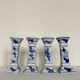Set of 4 ceramic candle holders in white blue floral pattern
