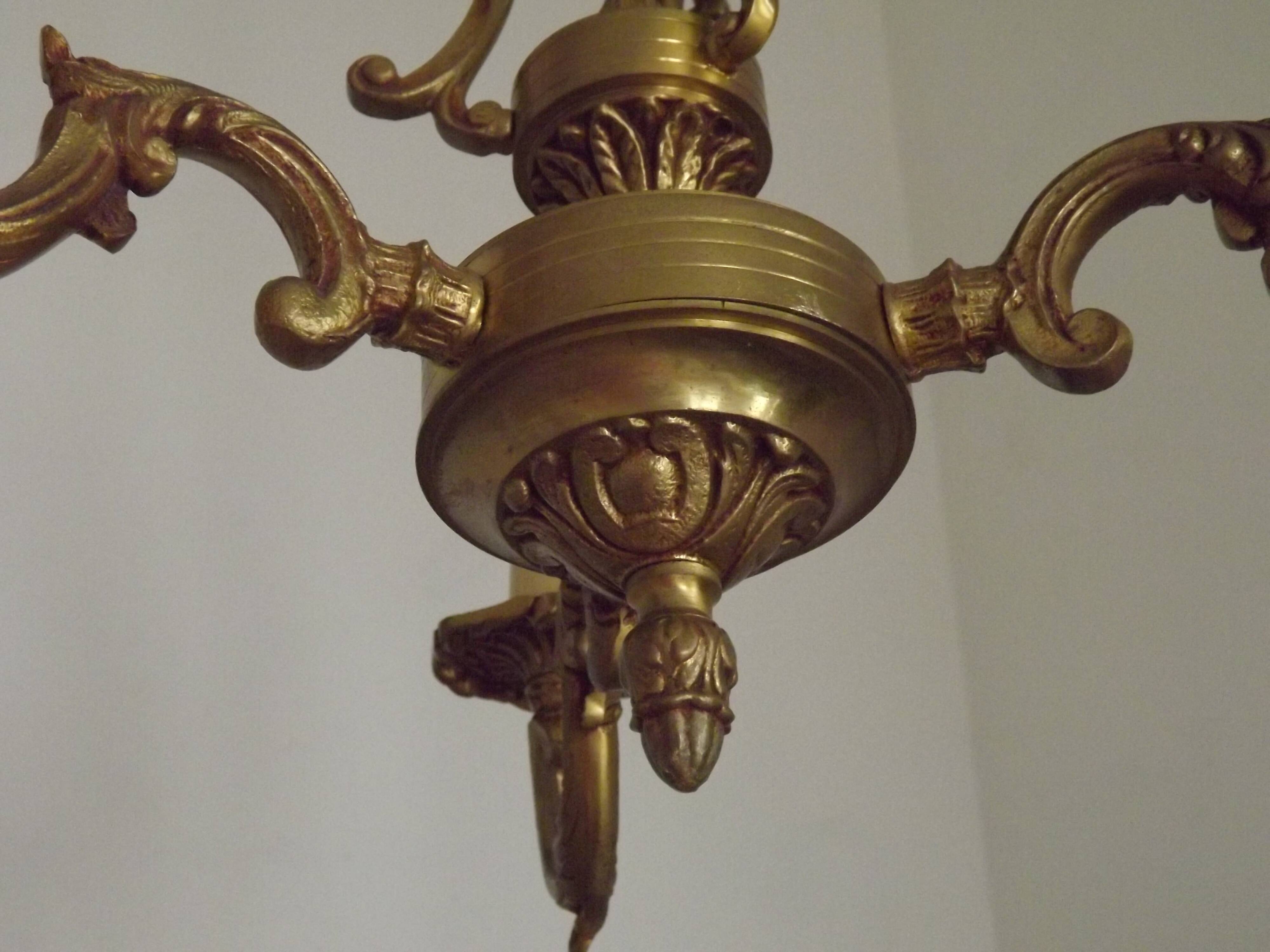 French Art Nouveau Bronze 3 Light Acanthus Detail Cage Candlestick 5476