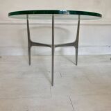 Knut HESTERBERG Table basse ronde en verre et aluminium poli