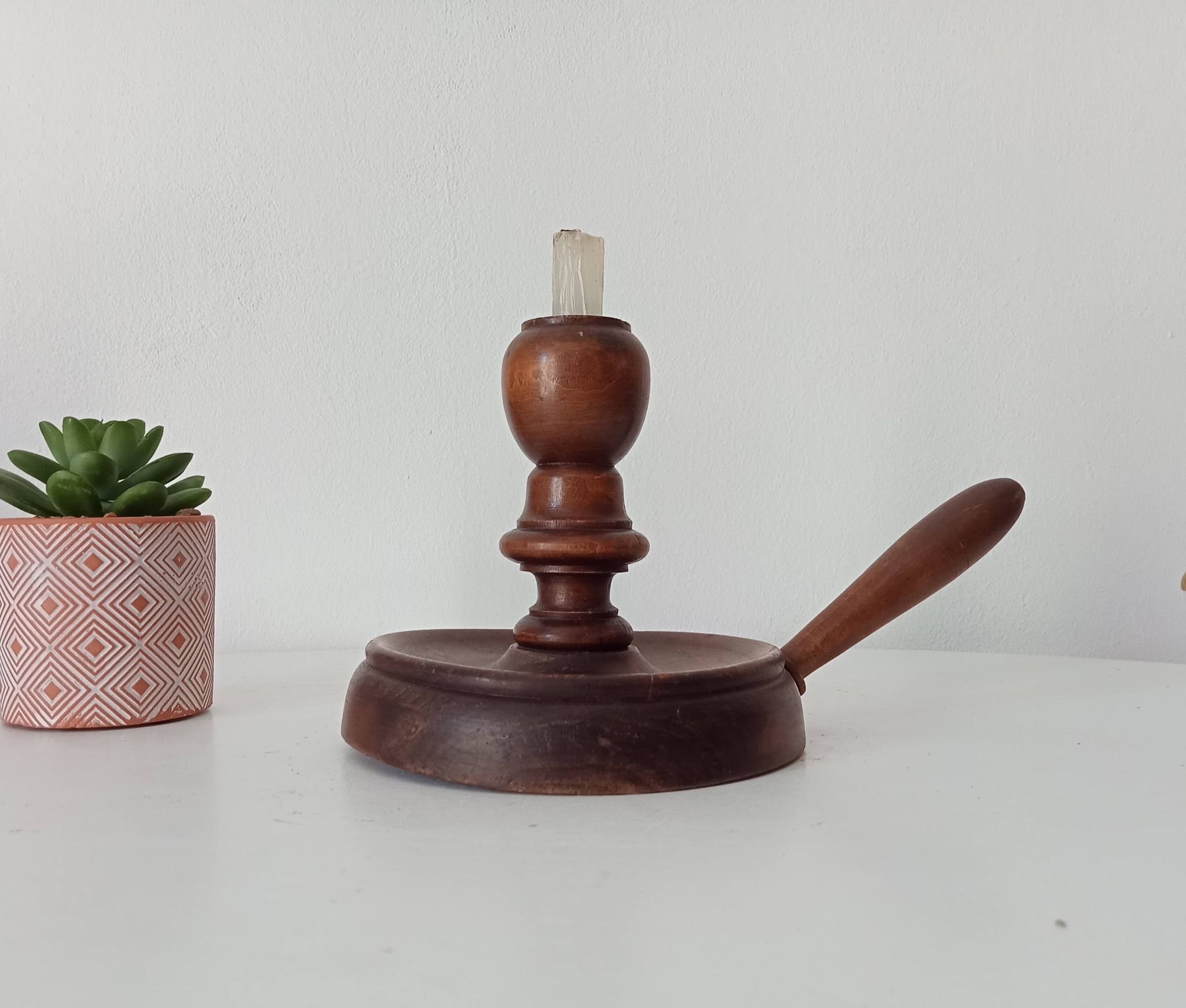 Antique wooden hand candle holder, 19th century