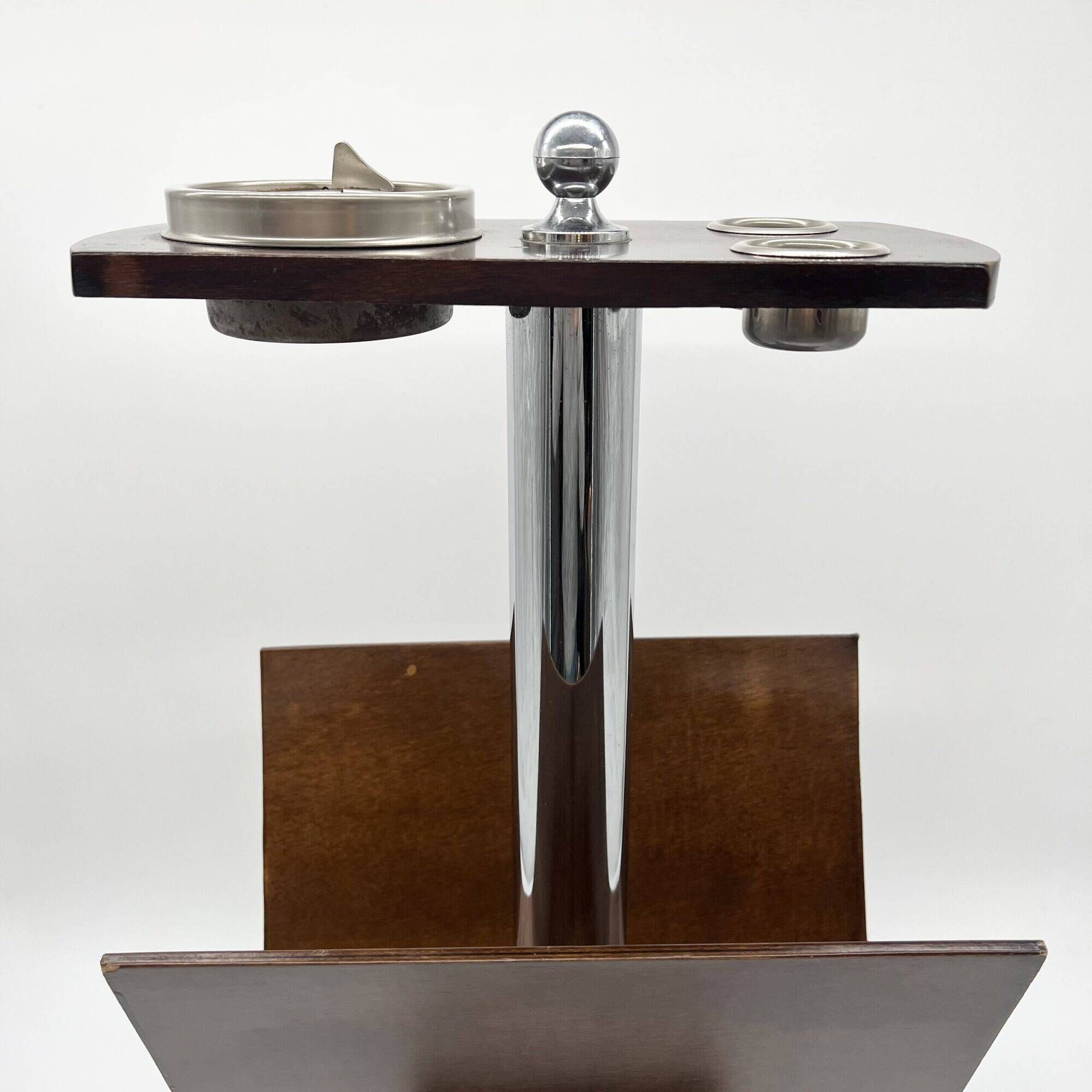 Magazine rack "Servizio da fumo" wood/metal — Italy, 1970s