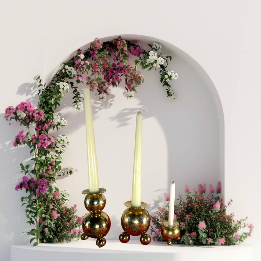Brass candlesticks Gusum Sweden 1980 x3