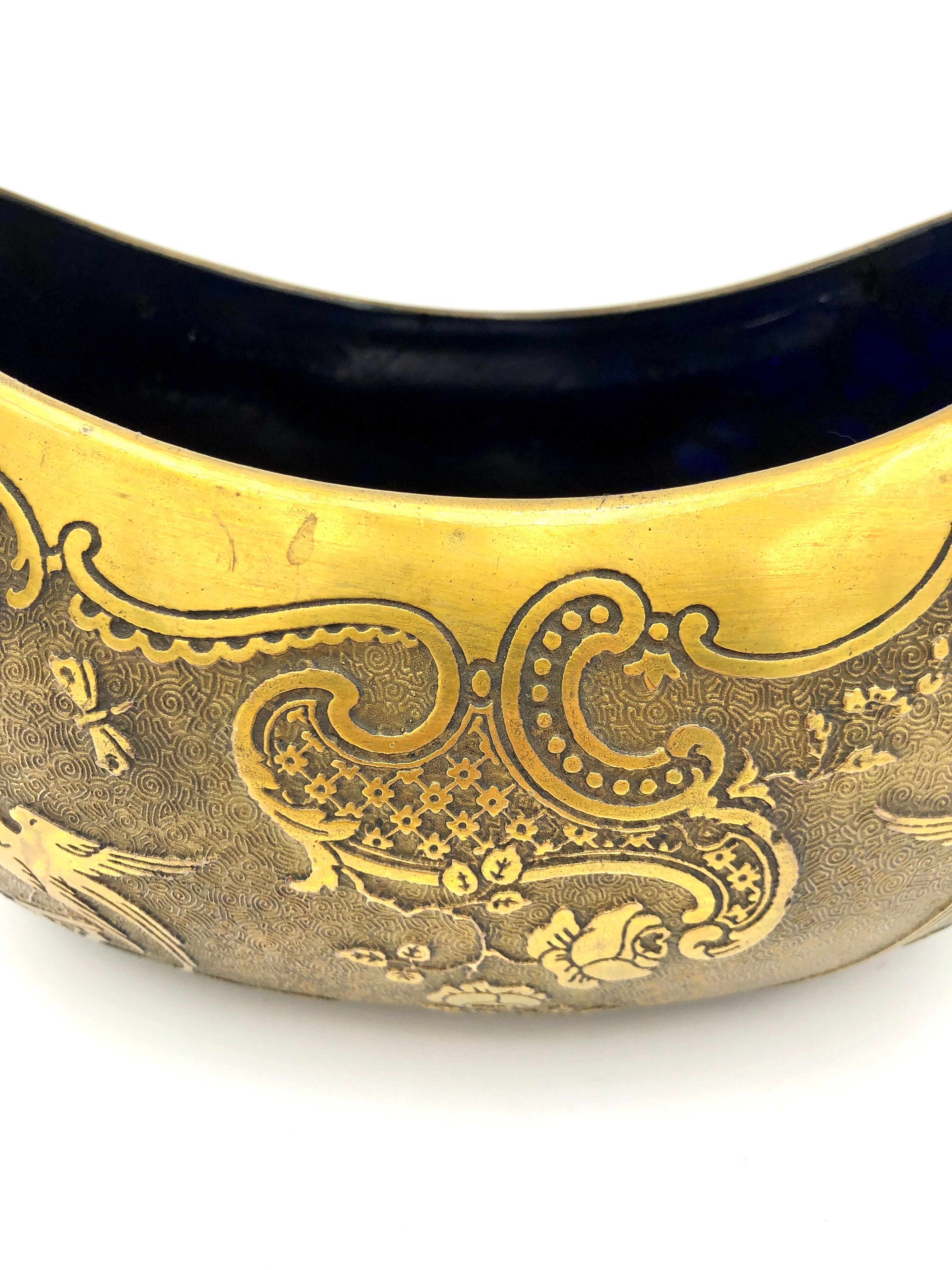 Crystal and copper shuttle cup Léon Ledru Val Saint Lambert