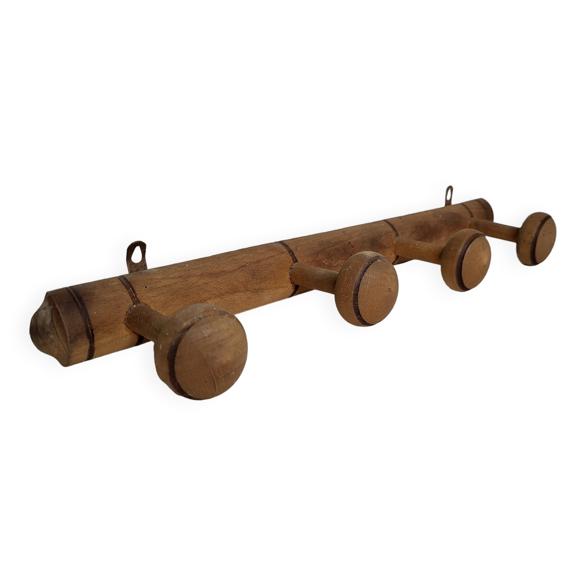 Coat rack with 4 wooden hooks