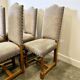 Chaises de salle à manger de style Louis XIII en chêne avec chenille rayée - Ensemble de 6.