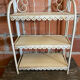 Vintage White Broken Metal Folding Shelf Unit 3 Tiers