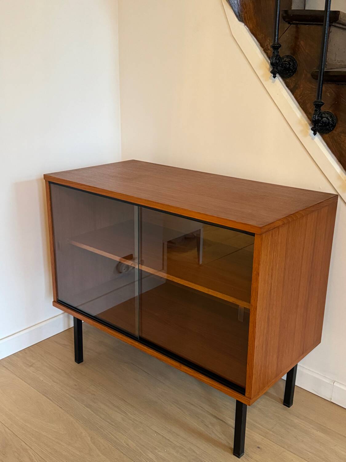 Low teak display cabinet