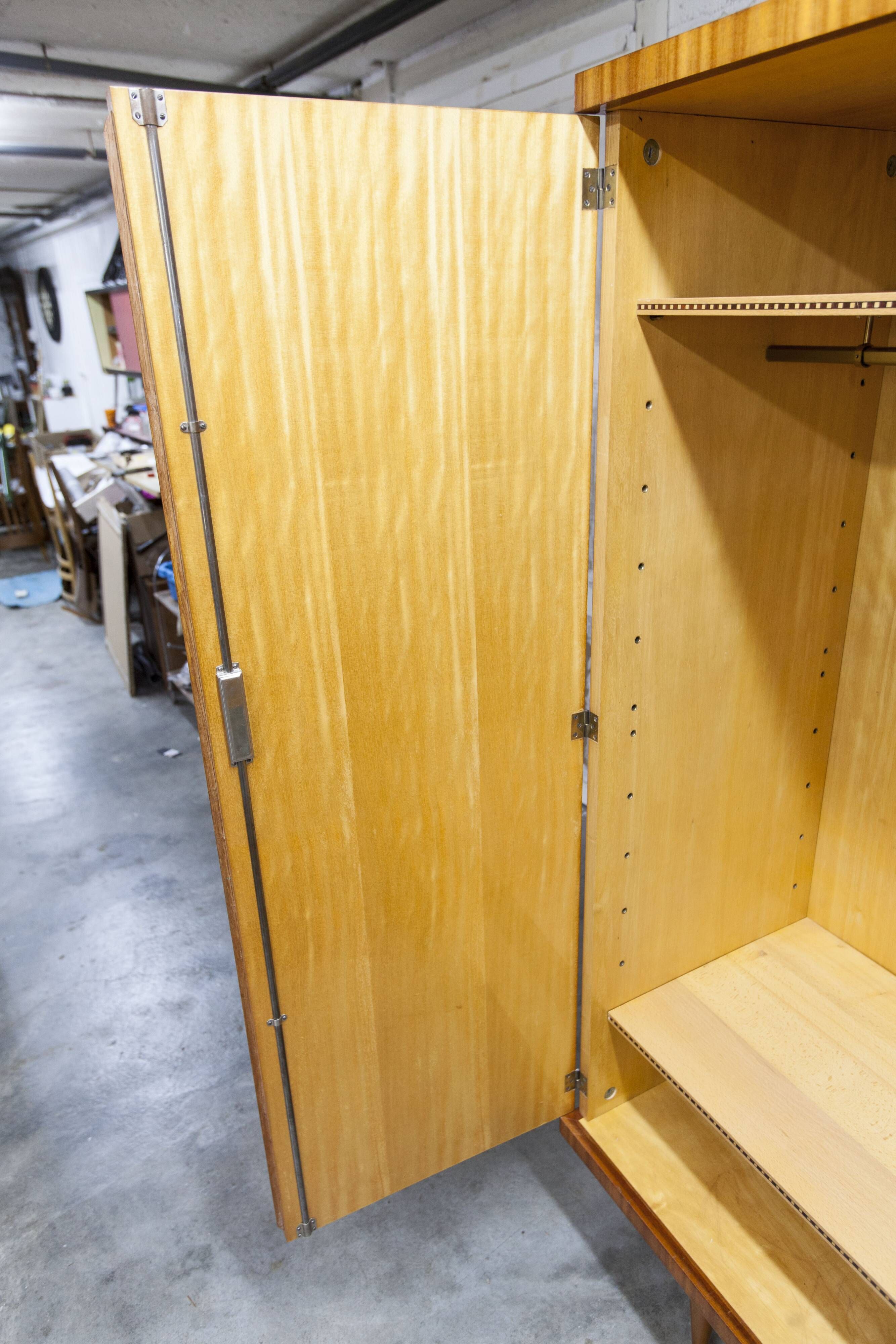 1960 Scandinavian wardrobe, atypical blond wood varnished, 4 doors 3