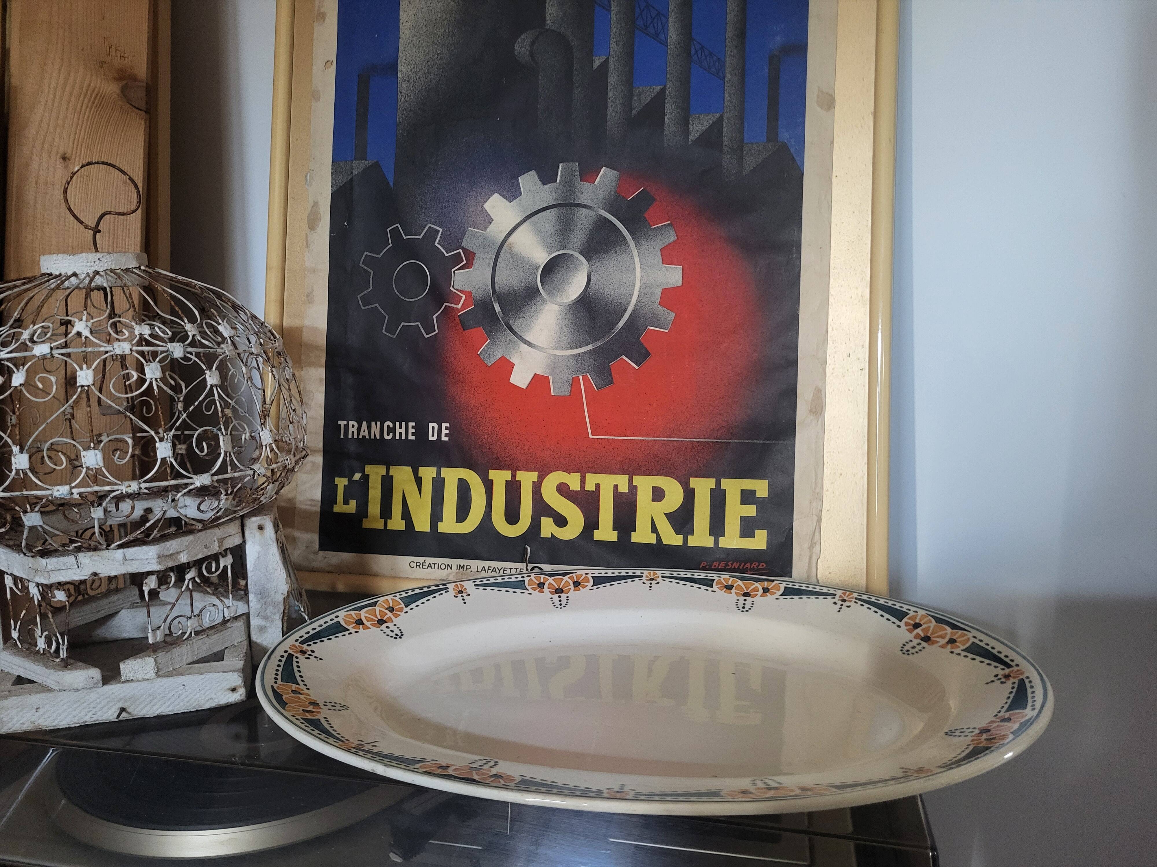 Longwy Art Deco oval dish