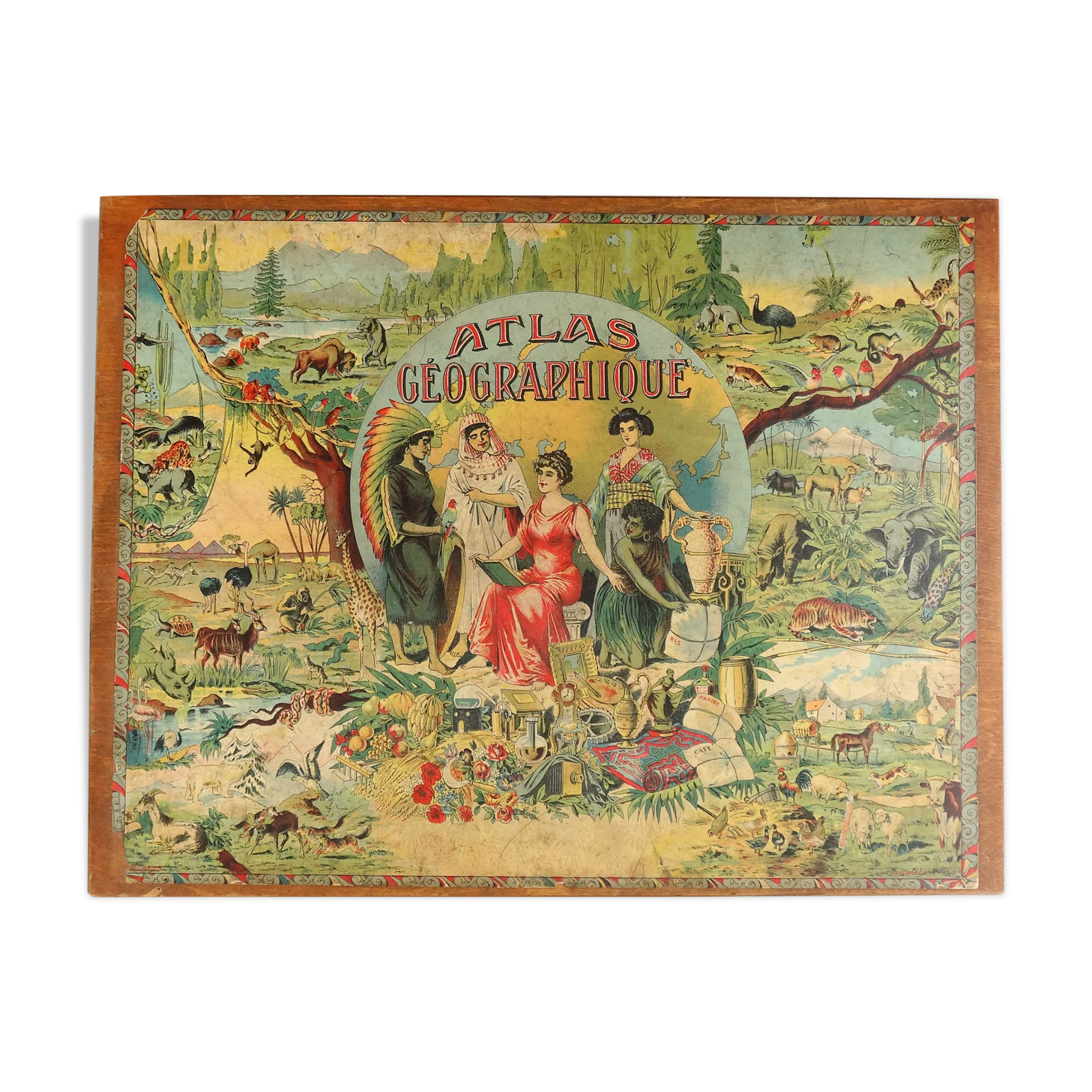 Old saussine geographical atlas in the form of a set of cubes around 1900