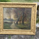 Pair of old paintings signed Henry – Countryside landscapes