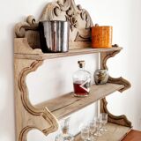Old wall shelf carved in walnut
