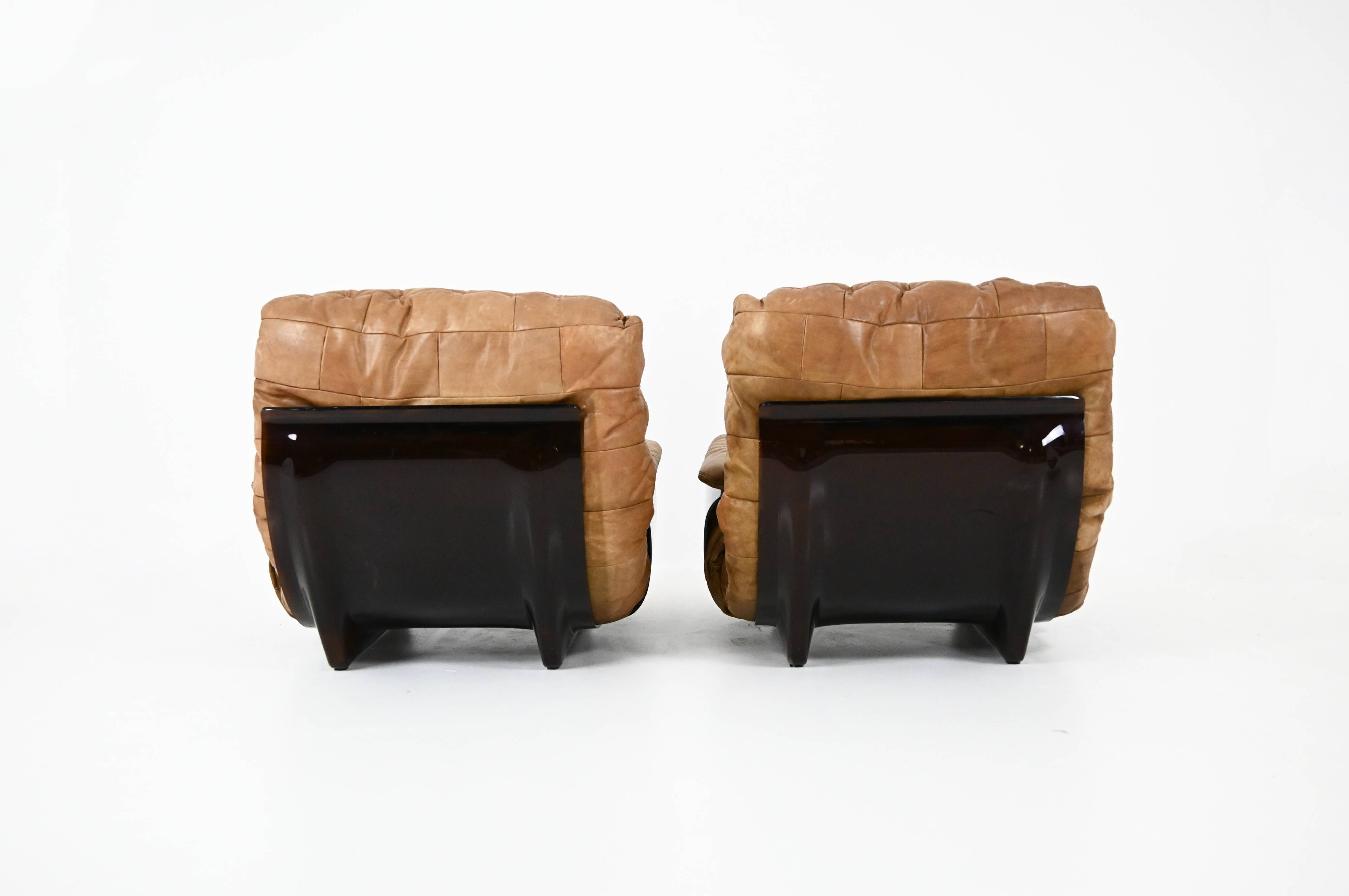 "Marsala" armchairs and poufs by Michel Ducaroy for Ligne Roset, years