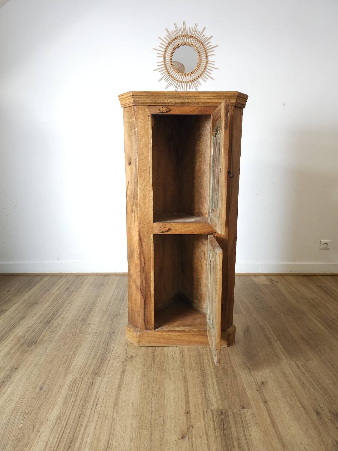 Rustic low corner unit, French artisanal work