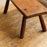 Low solid wood bench, folk art
