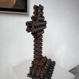 Crucifix sculpture Tramp Art 1900