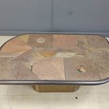 Brutalist slate stone coffee table, 1980s