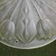 French Art Deco White Pâte de Verre Platform with Abstract Tulip Design 5145