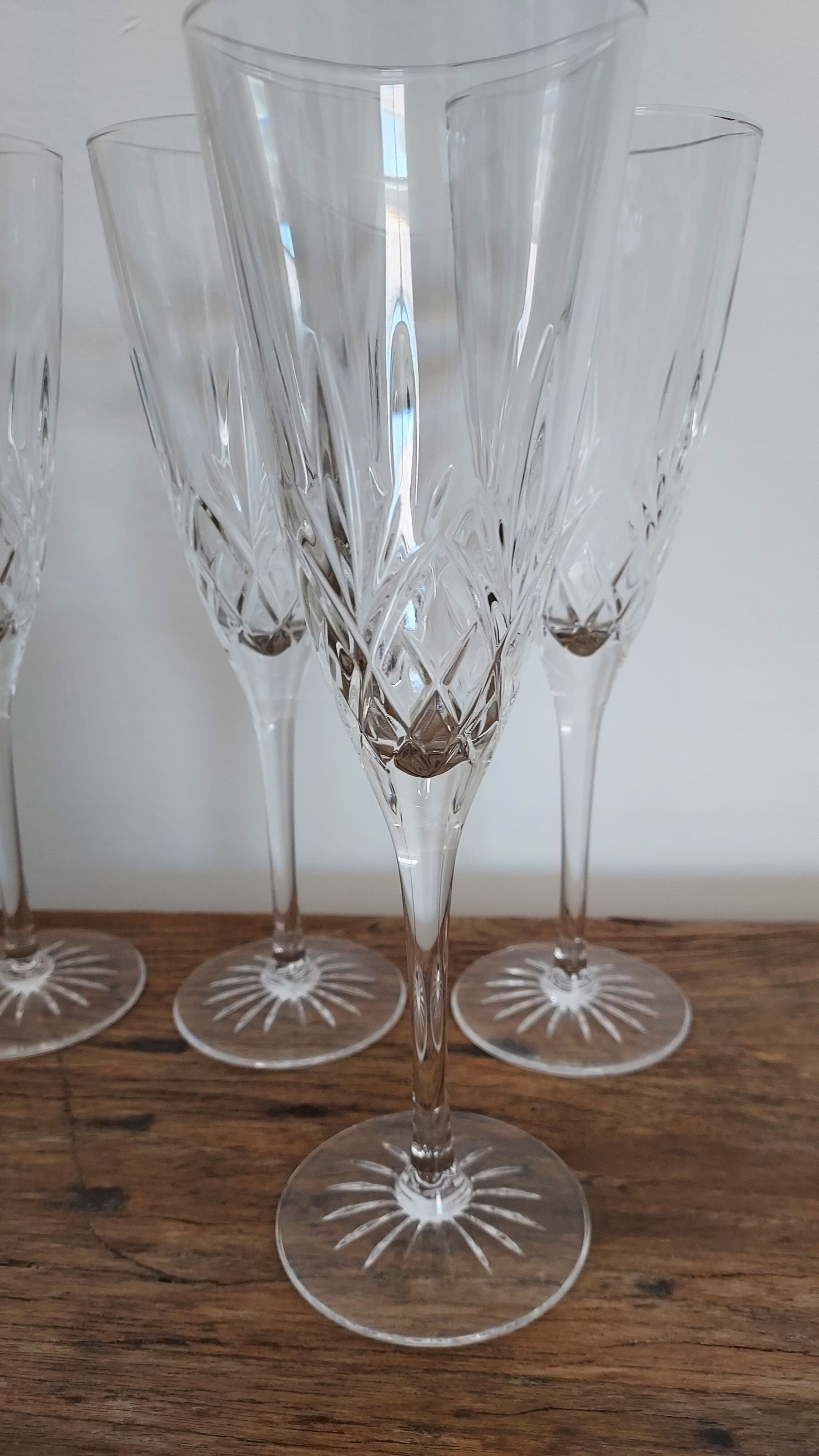 6 crystal champagne flutes
