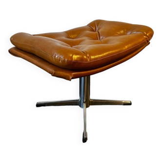 Dutch Footrest in Caramel-Toned Leather and Chrome by Karamel, 1960