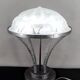 Important Art Deco Wrought Iron Lamp with Starry Glass Dome, c. 1930