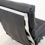 Fauteuil belge mid-century chrome et cuir