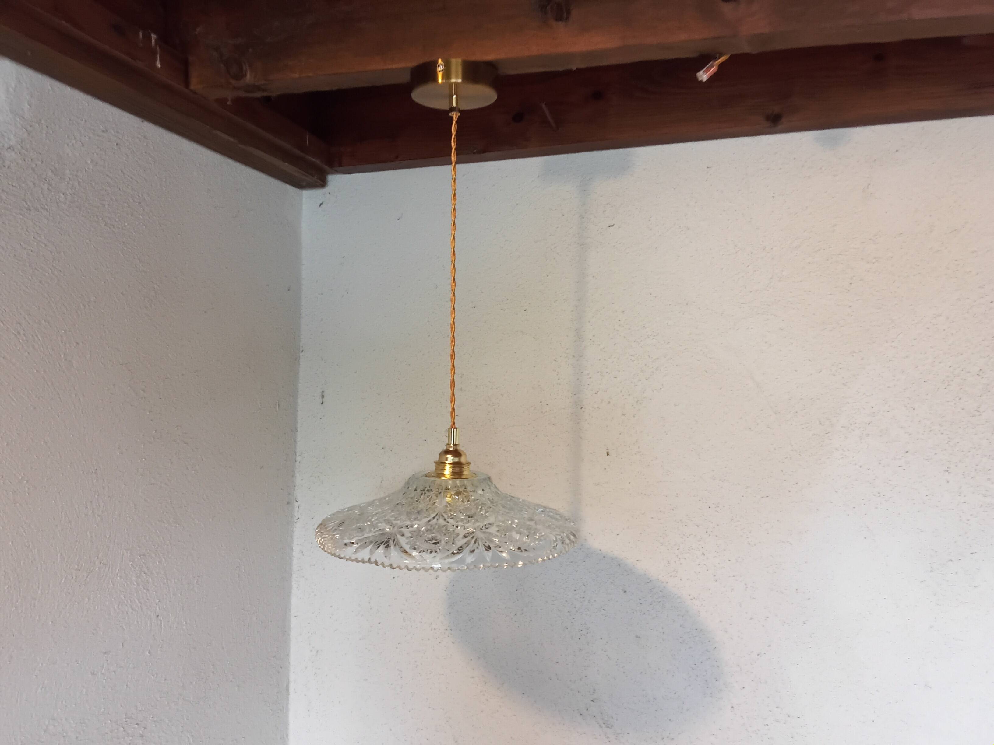 Vintage chiseled glass pendant light