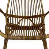 Ensemble vintage de 4 fauteuils club en rotin Rohe Noordwolde 1960