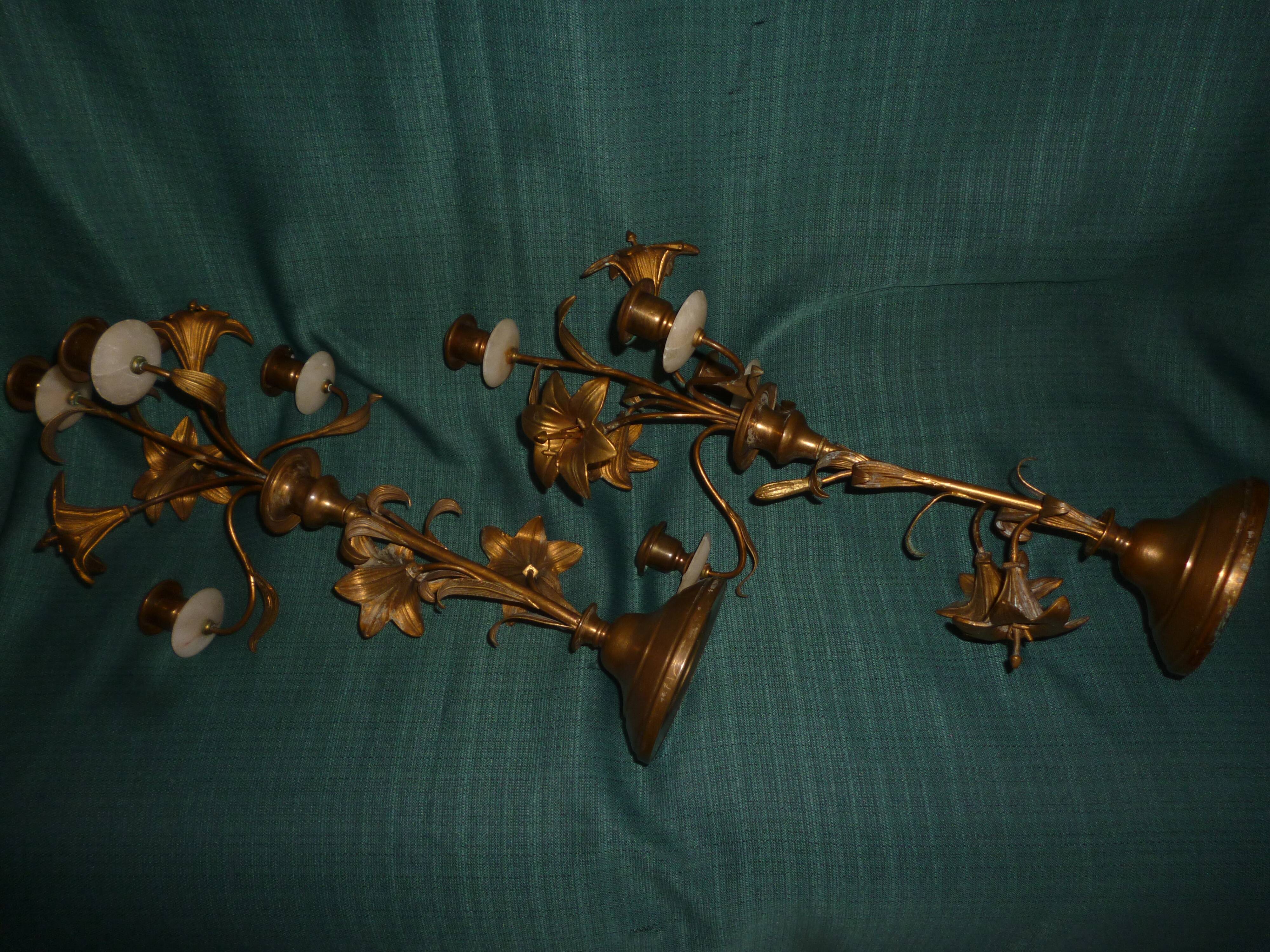 Paire de candélabres bronze laiton XIX