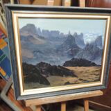 seaside painting with cliffs by Nicole Rigade (REF T1)