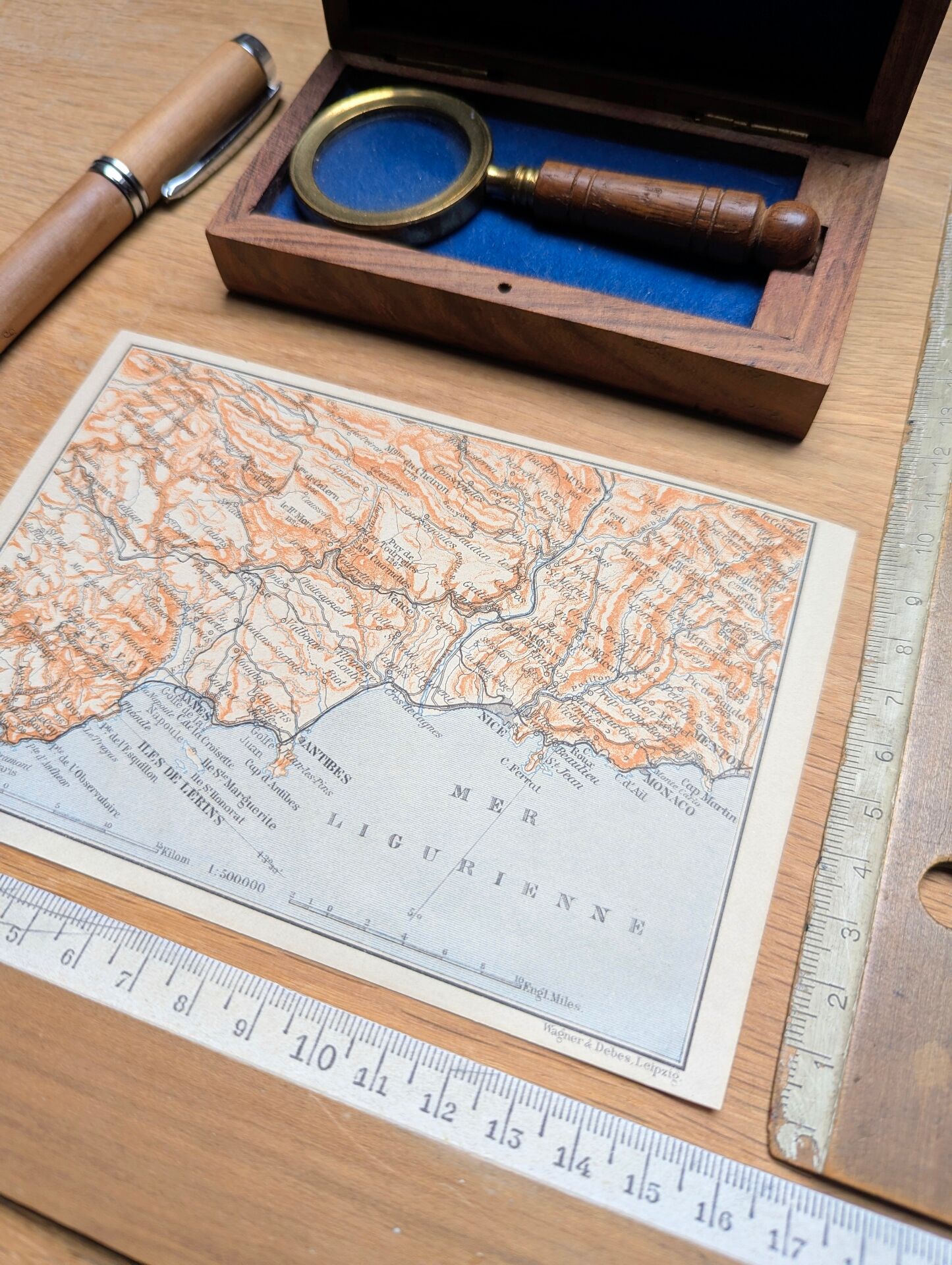 From Fréjus to Menton, an old map, printed in 1906.
