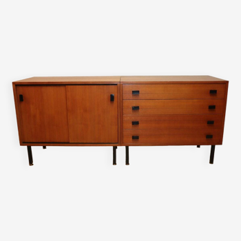 Enfilade vintage en bois et métal, 1960