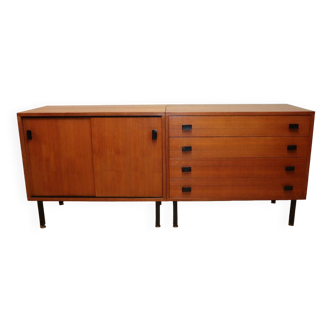 Enfilade vintage en bois et métal, 1960