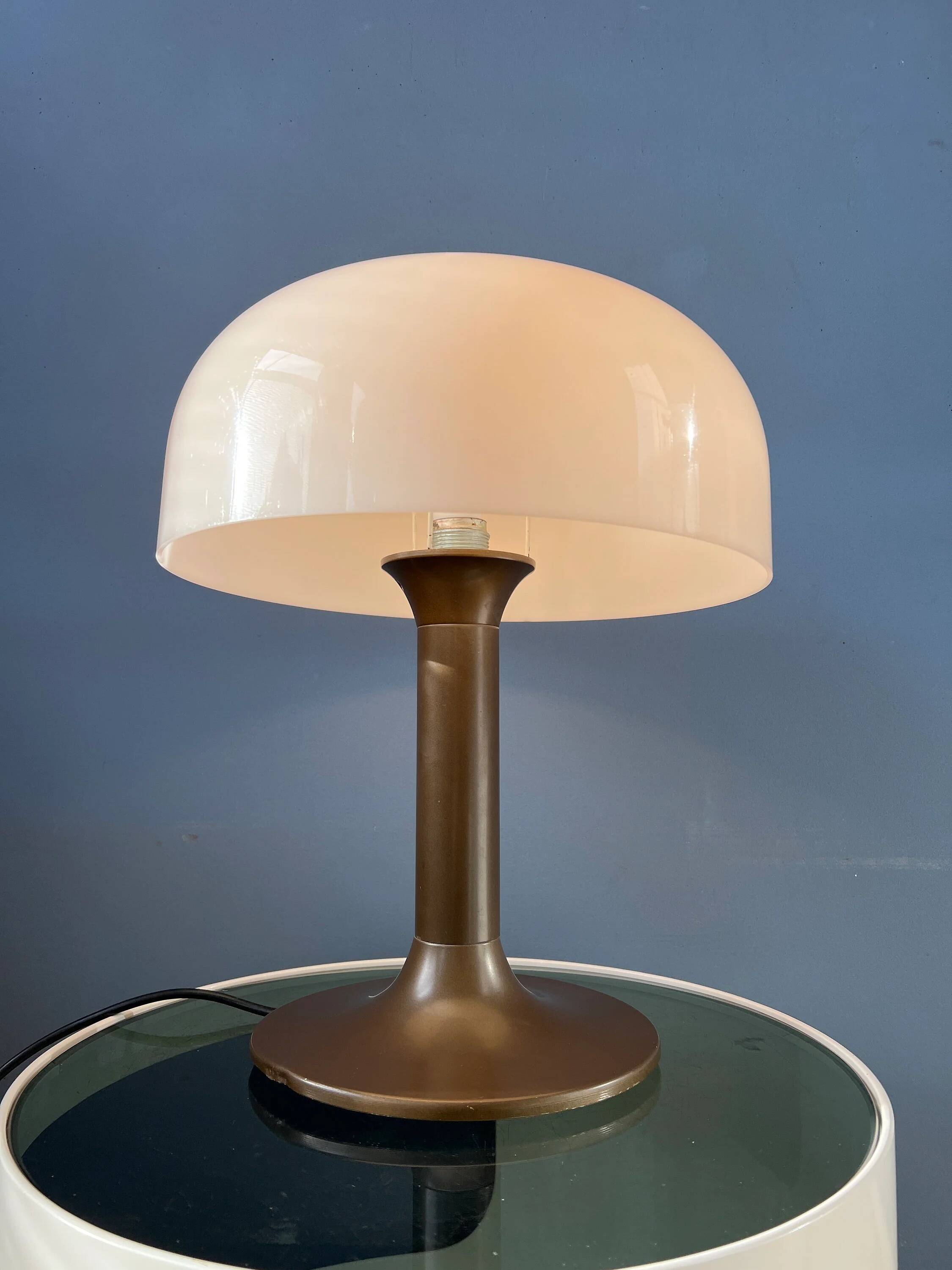 Brown and white Space Age Mid-Century mushroom table lamp