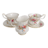Royal Albert English porcelain set of 2 cups, saucers, and milk jug.