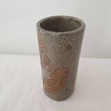 Ceramic cylinder vase signed Jean Claude Monange