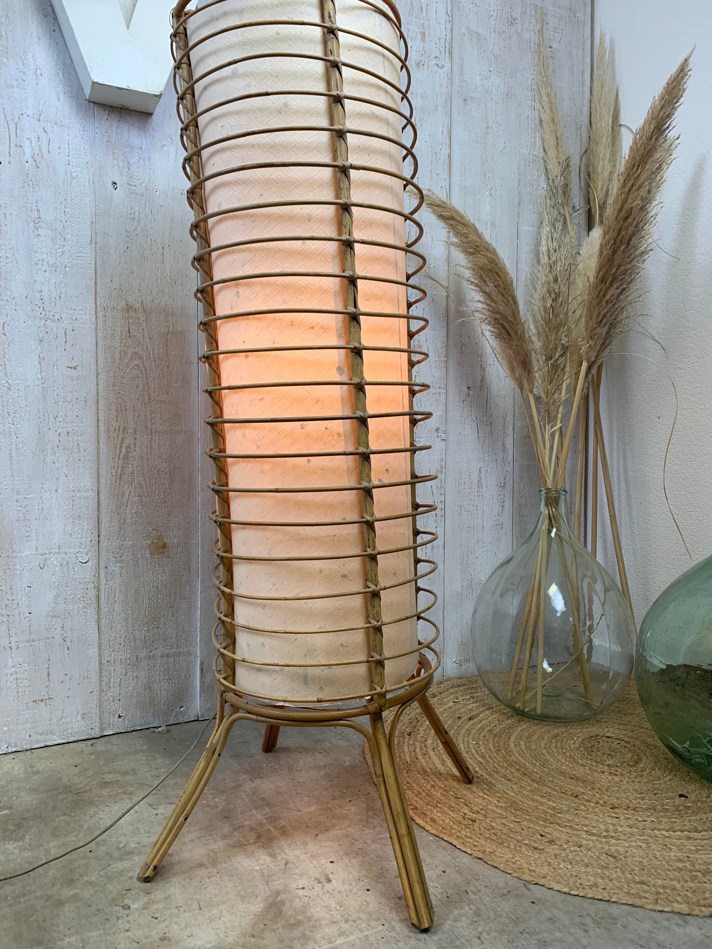Vintage rattan floor lamp