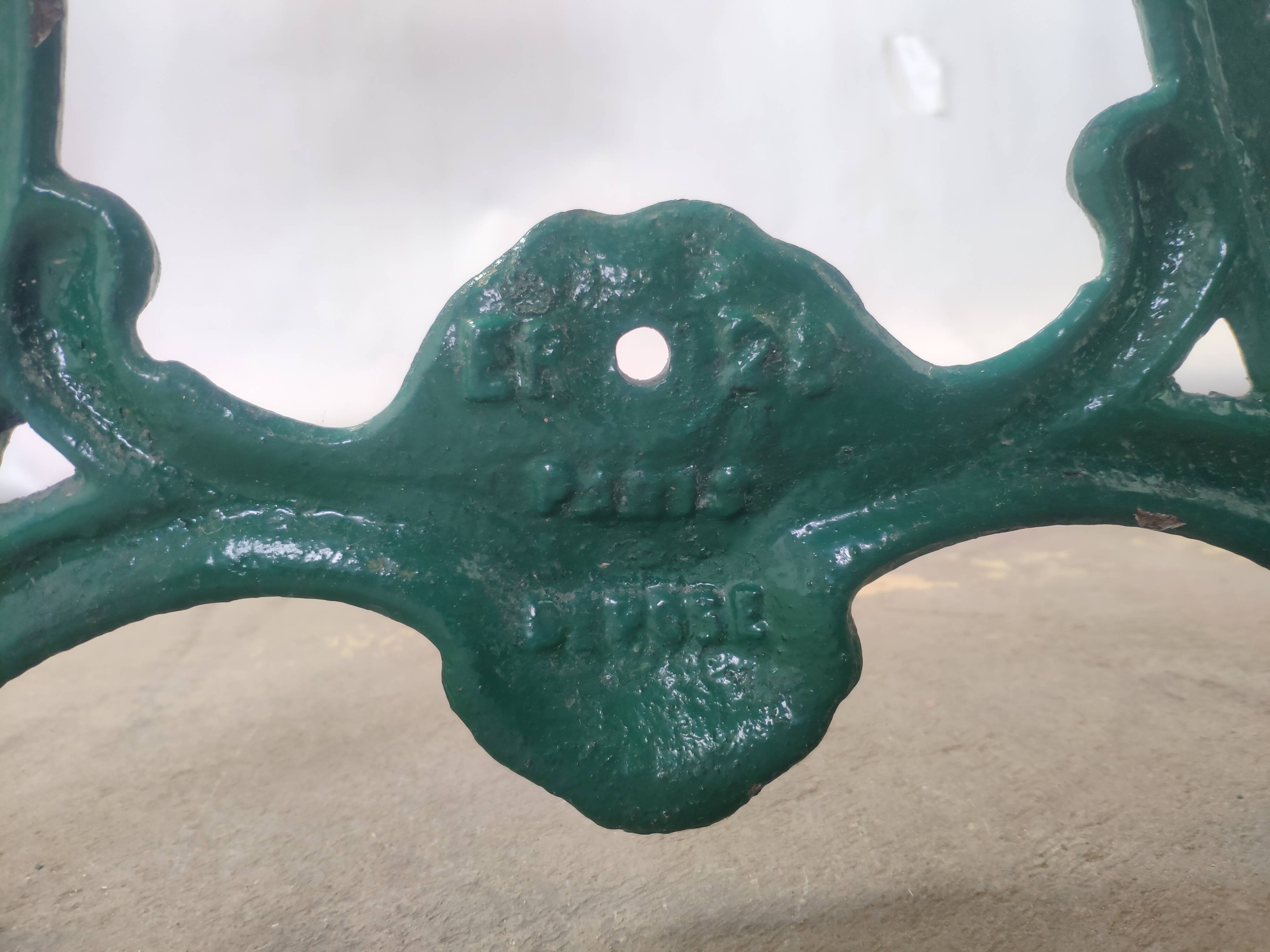 Wrought iron bistro table and vintage grey marble