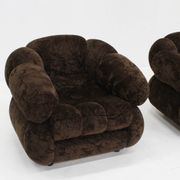 Vintage Italian armchairs brown velvet  1970s , set of 2