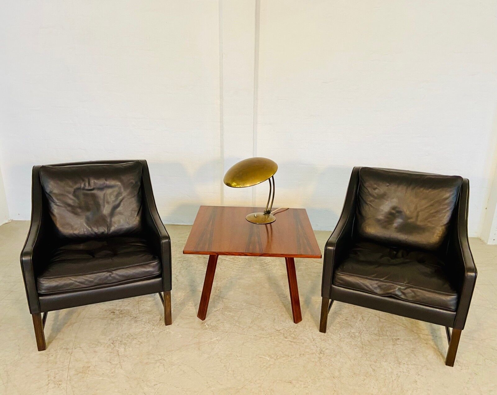 Fauteuils en cuir et palissandre de Fredrik Kayser des années 50 – cuir marron