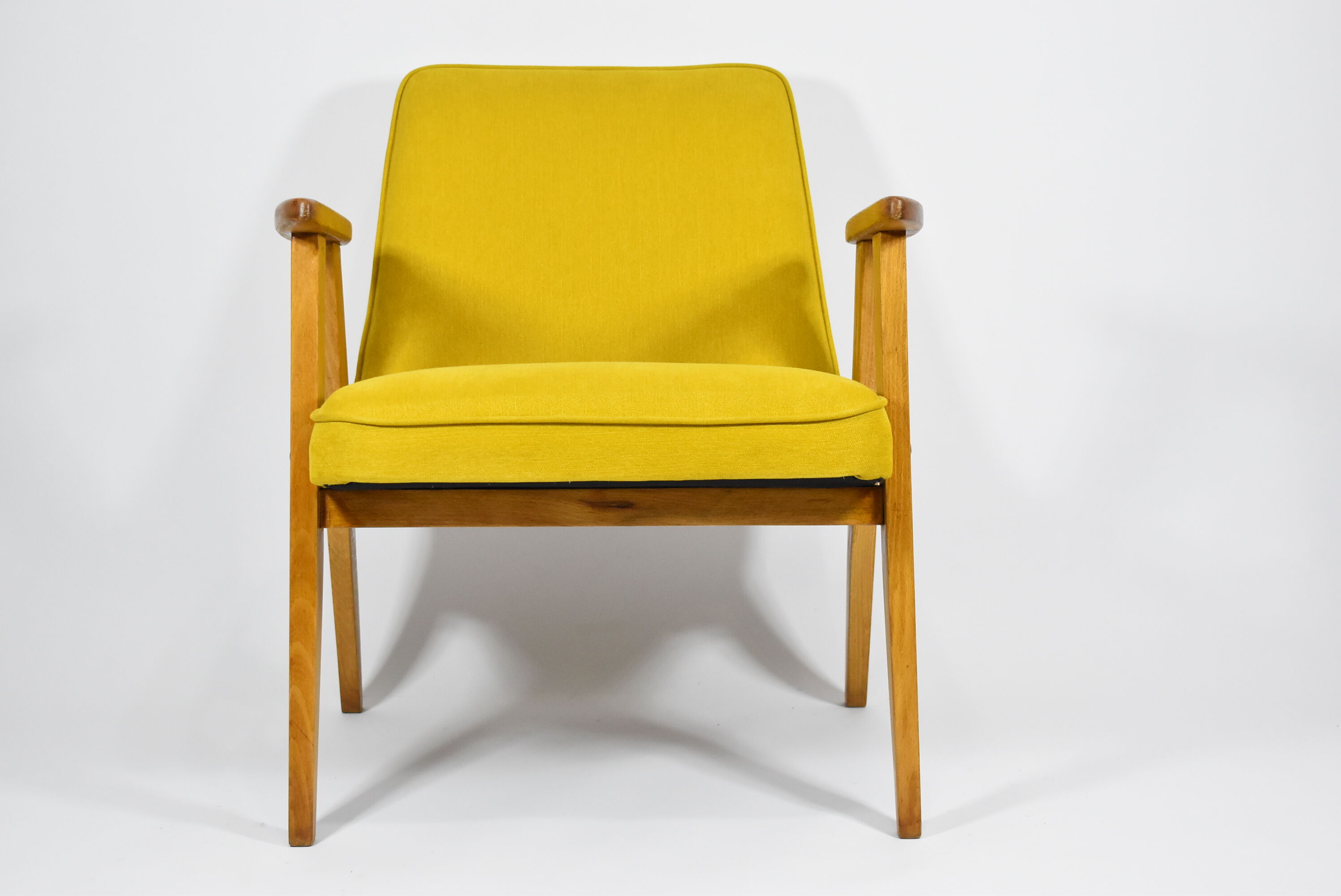 Original armchair type 366, designer J. Chierowski, yellow fabric, 1960s