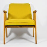 Fauteuil original type 366 designer J. Chierowski tissu jaune années 1960
