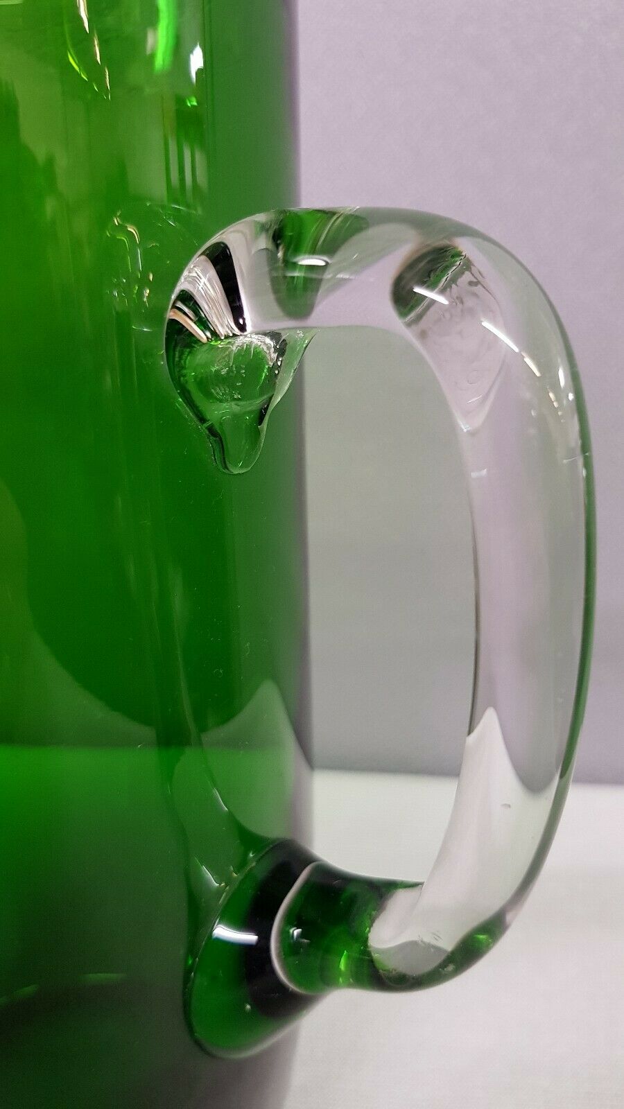 Green glass carafe