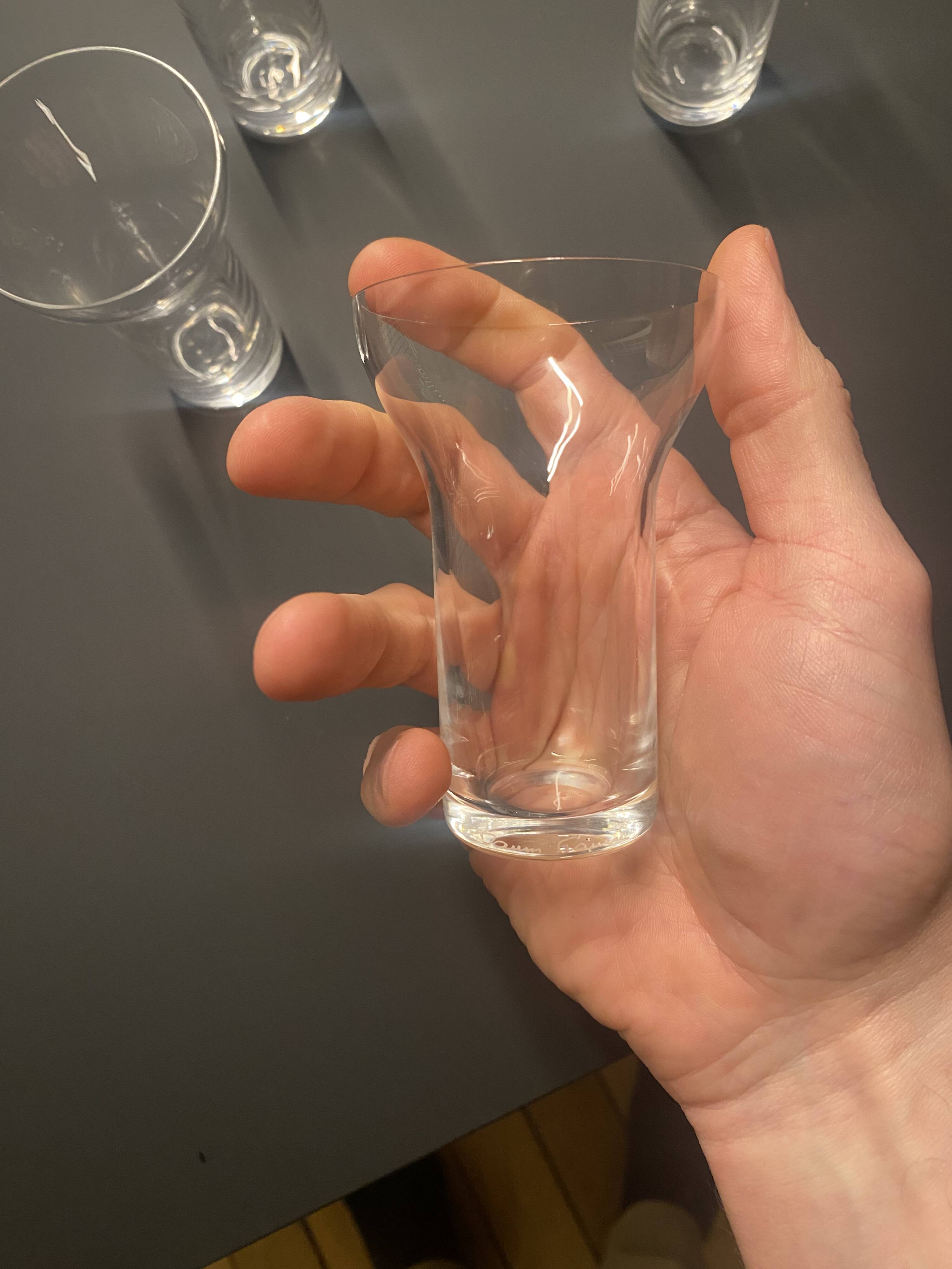 Set of modernist Bulle glasses by Roger Tallon for Daum, 1960s.