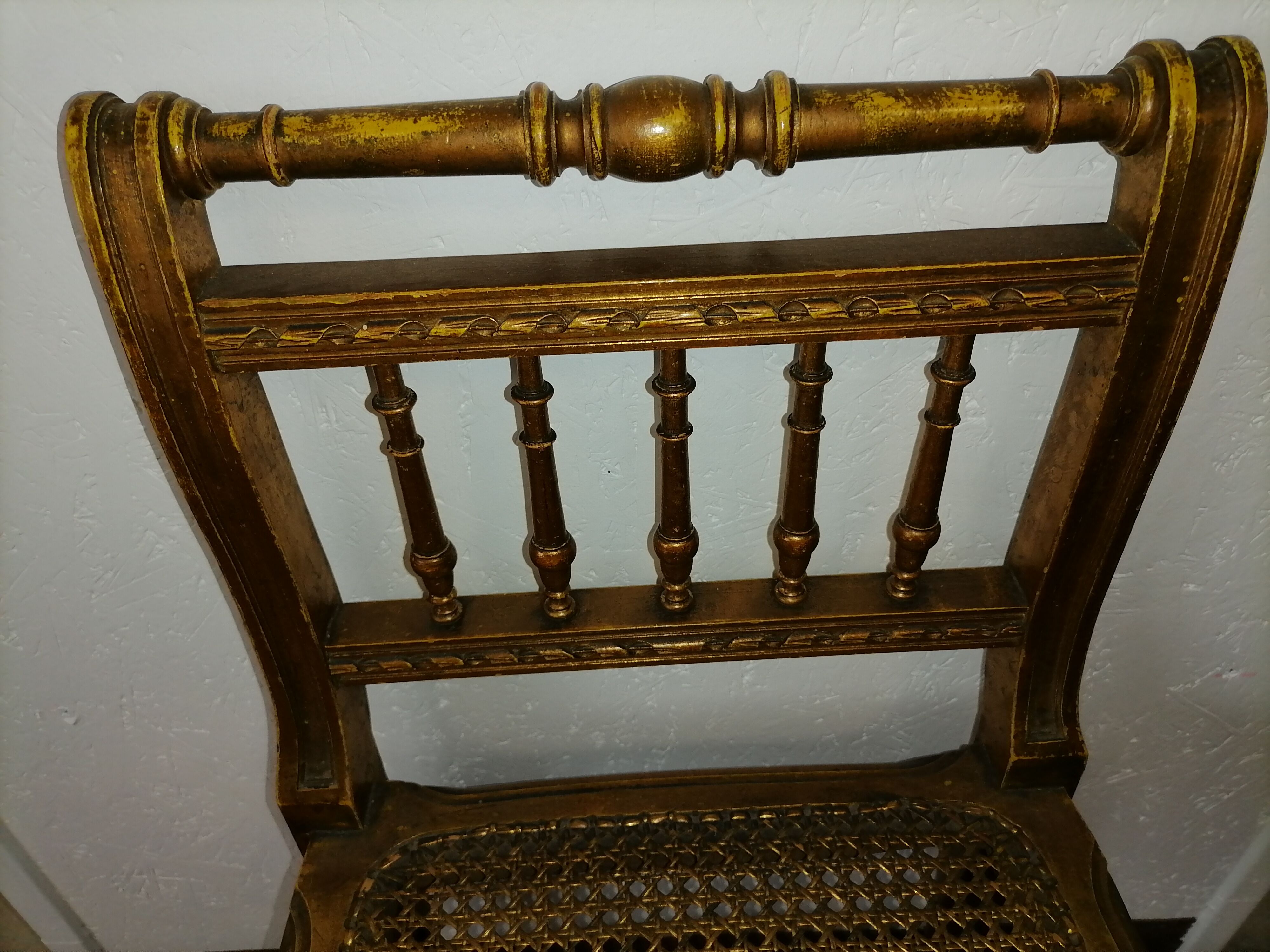 Gilded wood cane bench
